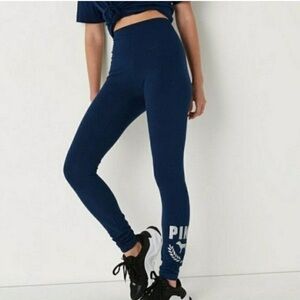 PINK Victoria's Secret Navy and Silver High-Waisted Leggings